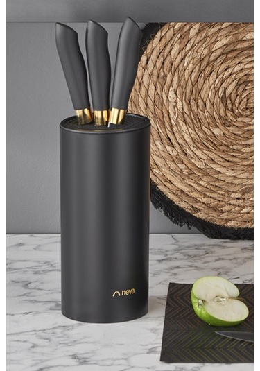 Neva N3295 Bitter Gold Silindir 6 Lı Bıçak Seti Siyah