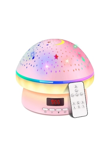 Fortunelane Kız Çocukları Için Pembe 3-8 Yaşlılar Döner Yıldız Projeksiyonu Ve Zamanlayıcı Fonksiyonlu Işık