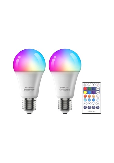 Yifomall 9w Wifi Akıllı Ampul Seti: 16 Milyon Renk, Alexa/google Ses Kontrolü, E26, 110v, 2 Adet + 1 Kumanda Diğer