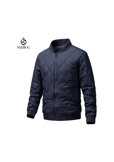 Kışlık Pamuklu Ceketler, Erkek Dik Yaka Fermuarlı Montlar, Günlük Ceketler, Erkek Hırkaları, Erkek Giyim Lacivert