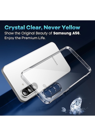 Samsung Galaxy Uyumlu A56 Kılıf Kamera Korumalı Şeffaf Silikon + Cam Set