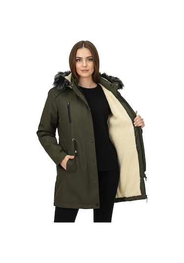 Baglan Kadın Kapüşonlu İçi Peluş Mont Bgl-st05029 Haki