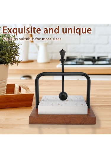 Geeroyoo Modern Ahşap Peçete Kutusu, Kristal Toplu Masalık Peçetelik, Restoran Ve Otel İçin Şık Dekorasyon Kahverengi