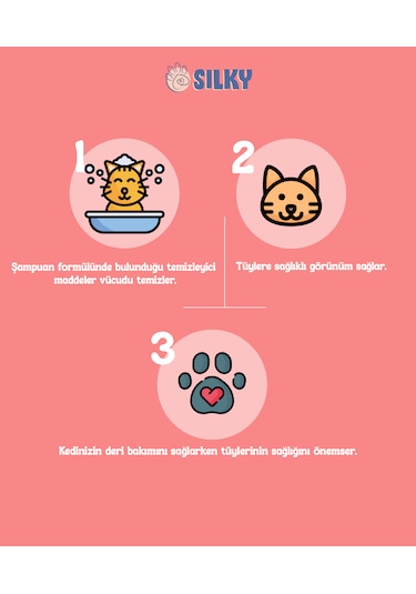 Silkypetwash - Kedilere Özel Doğal Çilek Özlü Şampuan - 250ml