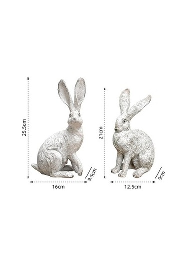 Lijinxu 2 Adet Masaüstü Reçine Hayvan Figürleri Tavşan