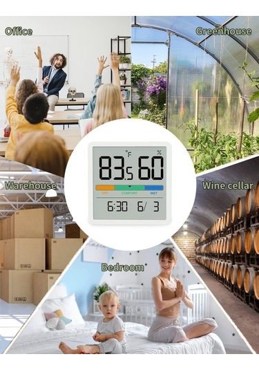 Pazly İç/dış Sıcaklık Nem Ölçer, Takvimli Hava İstasyonu, Lcd, Dokunmatik Arka Işık, 2'li Set