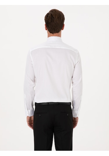 Cacharel Beyaz Slim Fit %100 Pamuk Klasik Gömlek