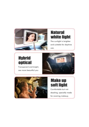 Büyük Boy Araba Güneşlik Aynası Oto Güneşlik Makyaj Aynası Araba Makyaj Aynası 26 13,5cm