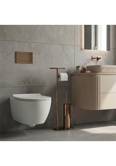 Kobos Nova Hareketli Wc Set Yuvarlak Parlak Bakır Kbw-836-1rs