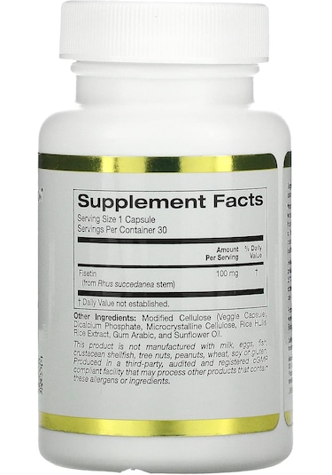 California Gold Fisetin With Novusetin Brain Cognitive 100 Mg 30