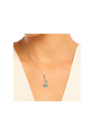 Chavin Topaz Melek Kanadı 0.02 Carat Pırlanta Gümüş Kolye Cc84