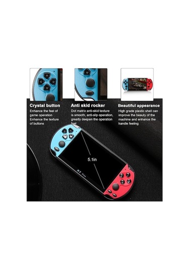 Bloomnest 5.1 İnç X7 Plus Taşınabilir Oyun Konsolu, 8 Gb Bellek, 1000 Oyun, Çift Salıncak, Mp5 Oyun Cihazı