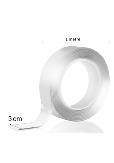 1m 3cm 1 Metre Çift Taraflı Şeffaf Bant