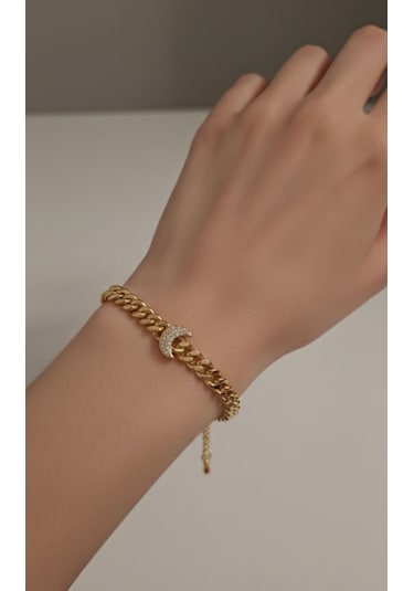Kadın Xuping Hilal Detaylı Zirkon Taşlı Gurmet Bileklik 9207 Bronz