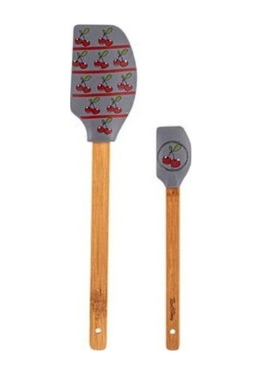 Tantitoni Gri Desenli 2li Silikon Spatula Seti Siyah