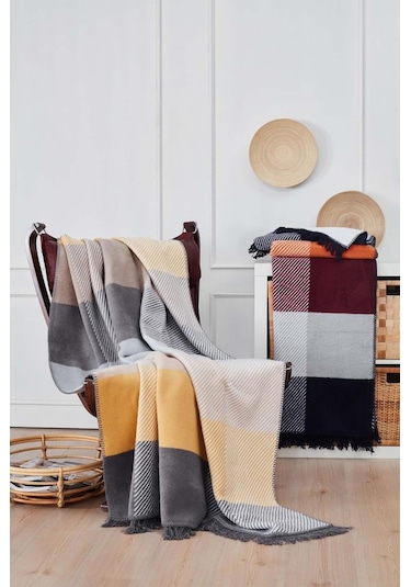 Layka Tek Kişilik Pamuklu Battaniye Mavi Mavi