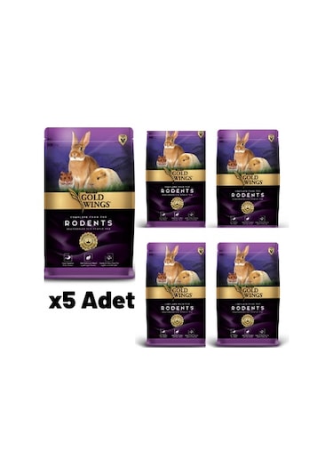 Gold Wings Premium Tavşan Hamster Kemirgen Yemi 1 Kg 5 ' Li