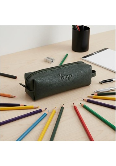Yuga Tek Gözlü Suni Deri Kalem Çantası Yeşil Yeşil