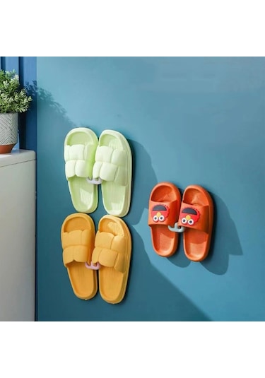 Plastik Yapışkanlı Banyo Hol Terlik Askılığı Al4469-4 Adet Beyaz