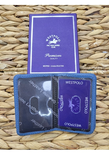 Westpolo İsme Özel 1026 Hakiki Deri Unısex Kartlık Turkuaz
