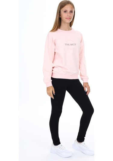 Toontoy Kız Çocuk Baskılı Taytlı Takım Pudra