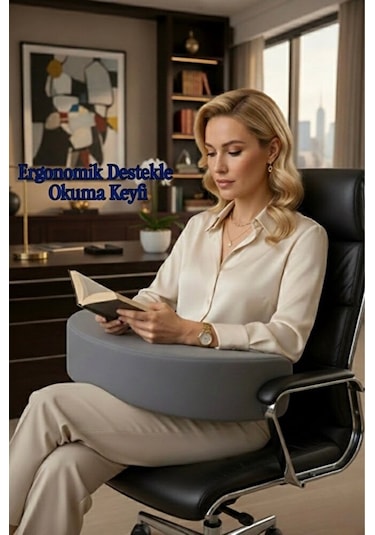 Vıscora Ergonomik Okuma Çalışma Minderi Space Memory Foam Bel & Boyun Destekli Gri
