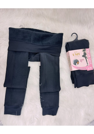 Termal Kışlık Peluş Tayt SiYAH