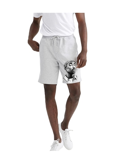 Benroma Baskılı Unisex Şort Gri