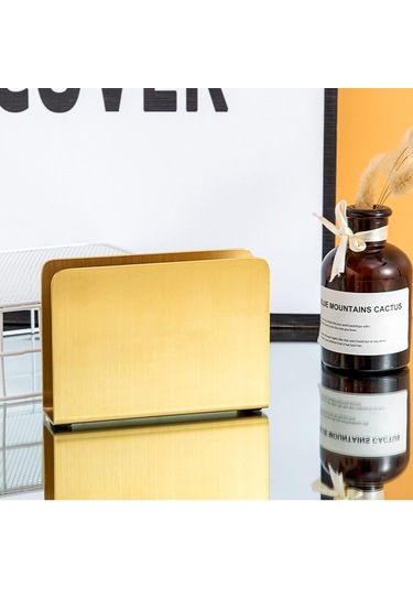 Xindoker Altın Renkli Paslanmaz Çelik Masaüstü Peçete Tutucu, Mutfak Ve Yemek Masası İçin Bağımsız Peçete Dağıtıcı Altın