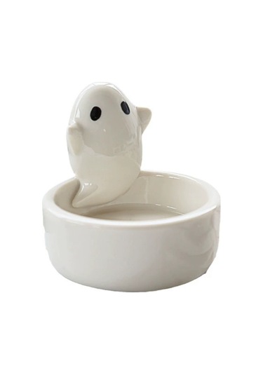 Springsun Seramik Kedi Fantom Mumluk, Nordik Stil Dekorasyon, Halloween Hediyesi, Aromaterapi Mum Tutucu Mum Dahil Değil