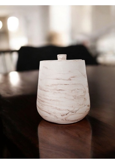 2 Parça Beton Çöp Kovası Banyo Mutfak Tuvalet Wc 18 Cm 4 Litre Kapaklı Kutu Bej