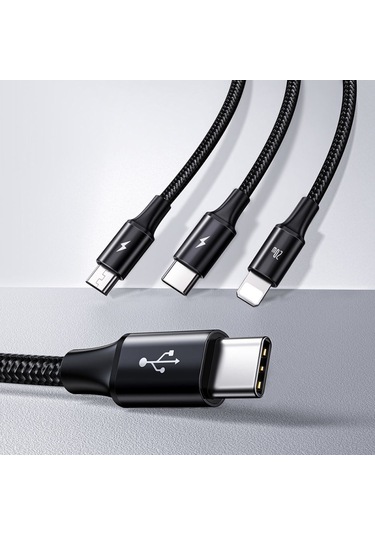 Reedark 3'ü 1 Arada Pd 20w Hızlı Şarj Kablosu, İphone Uyumlu 15/14/13/12, Android, Type-c/micro Usb İçin Hızlı Şarj Ve Veri Senkronizasyonu