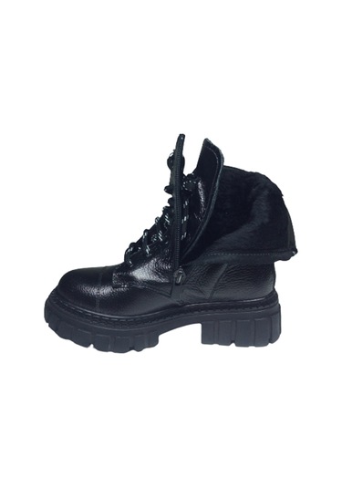 Turkuaz Filet Kız Çocuk Bot Siyah Clrd Rugan % 100 Deri Ortopedik Siyah