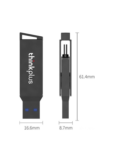 Springsun 联想thinkplus Mu251 32gb Usb3.0+type-c Çift Portlu Metal Usb Bellek, 360 Döner, Darbe Ve Kırılma Dayanıklı, Plug & Play