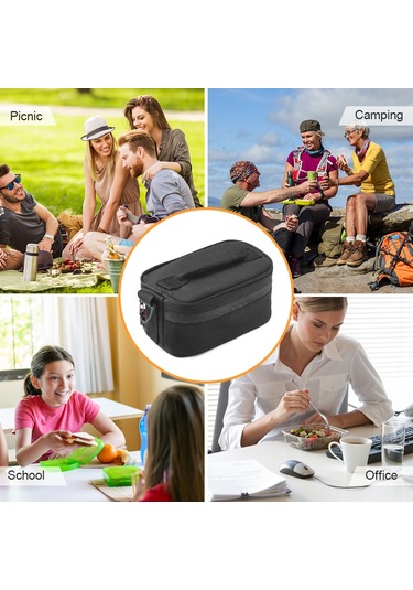 Symbee Siyah Isı Ve Soğuk Saklama Çantası - Poliester + Alüminyum Folyo İçli, Okul/iş/piknik İçin Taşınabilir Yemek Çantası 18x10x10 Cm Siyah