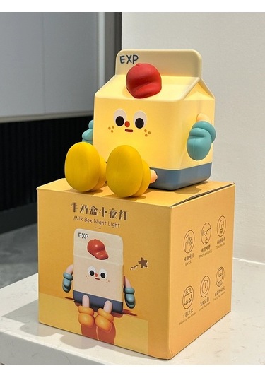 Opulentliving Süt Kutusu Gece Lambası Yatak Odası Uyku Sevimli Uyku Çok Renk Cam Abajur Pil Li Çok Renkli