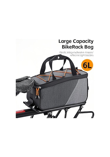 Jeemson Bisiklet Arka Çanta - 6l Büyük Kapasiteli, Dayanıklı Polyester, Kolay Erişimli Bisiklet Gezi Çantası Siyah