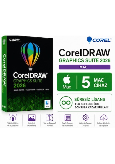 Corel Coreldraw Graphics Suite 2026 Mac - 5 Mac Süresiz Dijital Kod