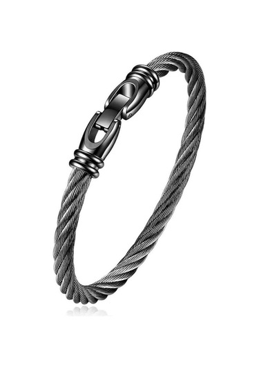 Novahub Siyah Ins Cıvata Toka Basit Üç Renkli Büküm Bileklik 316l Titanyum Çelik Moda Erkek Ve Kadın Bileklik Kablosu Siyah Siyah