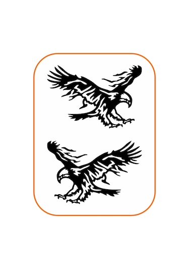 2 Adet Kartal Oto Sticker 20x15 Cm Sağ Ve Sol Siyah