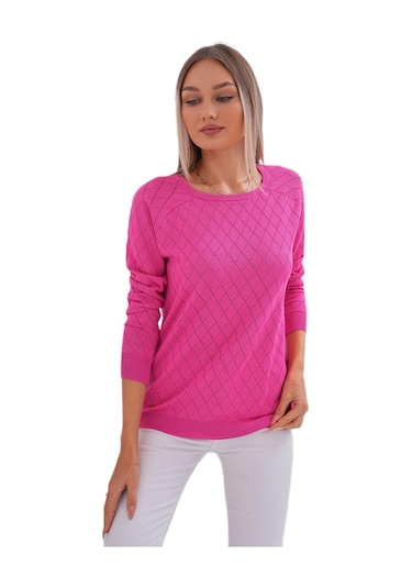 Kadın Baklava Dilimi Desenli Kazak 12781 Bgl-st04110 Fuşya