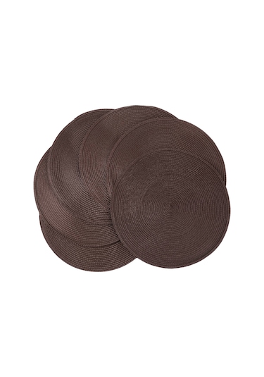 Xiaaokeji Yuvarlak Örgülü Amerikan Servis Takımı 6'lı Masa Örtüsü 15 İnç Kahverengi Kahverengi