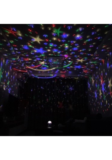 Çocuklar İçin Gece Lambası / Projektör - Yıldızlı Pembe Lamba