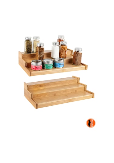 3 Katlı Bambu Stand Organizer, Baharatlık Düzenleyici