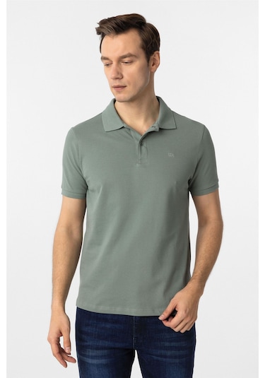 Süvari Su Yeşili Slim Fit Düz Polo Yaka Tişört