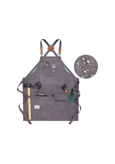 Sones Marangoz Elektrikçi Bahçe Ağır Tuval İş Önlüğü, Renk: Siyah Gri