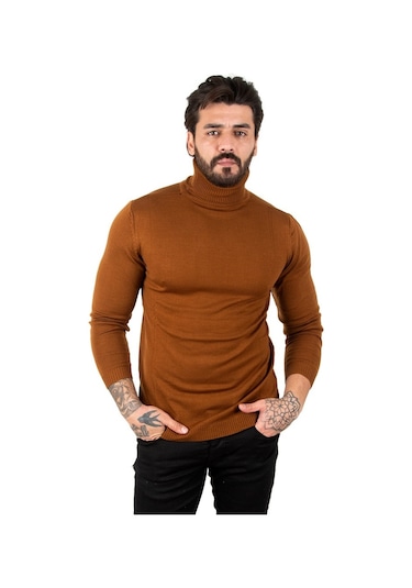 Deepsea Kahve Balıkçı Yaka Kahve Düz Kazak 2002292 Kahve Kahverengi