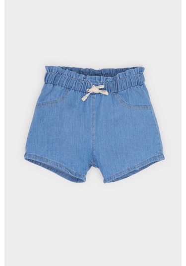 DeFacto Kız Bebek Beli Lastikli Jean Şort E5245A525SMBE394 Mavi