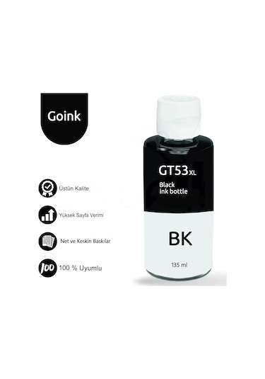 Goink HP Smart Tank 750 GT53XL Siyah Uyumlu Mürekkep - 135 ml