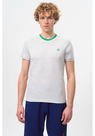 Benetton Bnt-m20461-23y Erkek T-shirt BNT-M20461-R0593 Gri Melanj